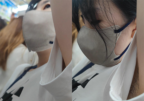 半袖女子のえげつない腋毛