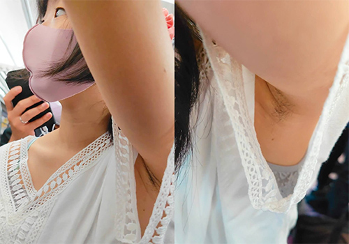 地味系剛毛女子の未処理腋毛